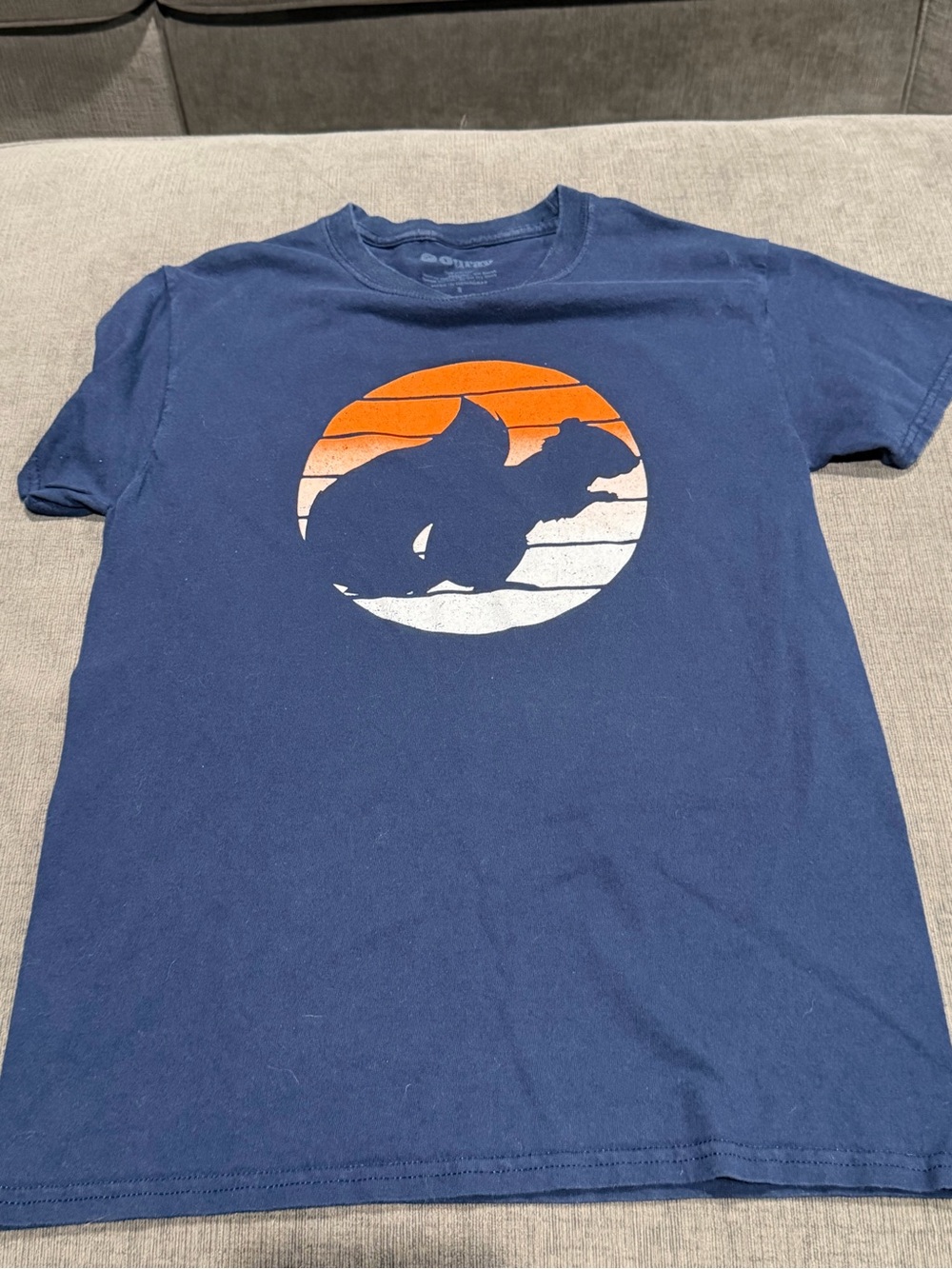 Navy Illini Tee with Orange & White Sunset Squirrel